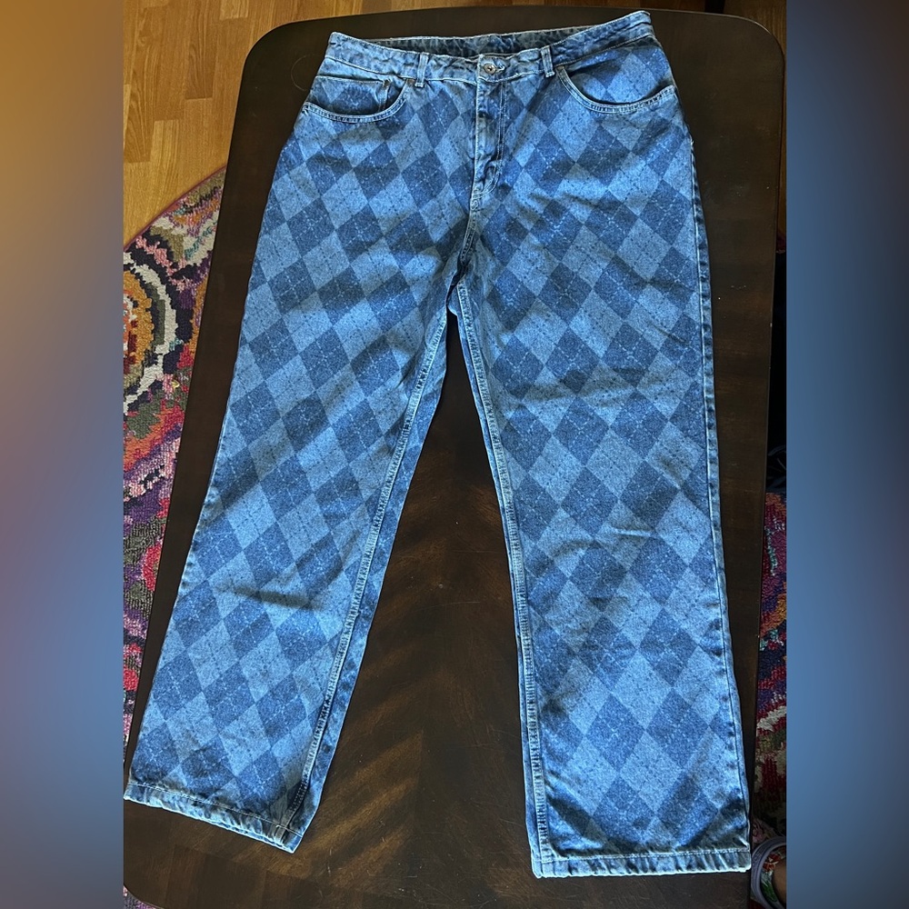 The Ragged Priest Detention Argyle Print High Waist Dad Jean